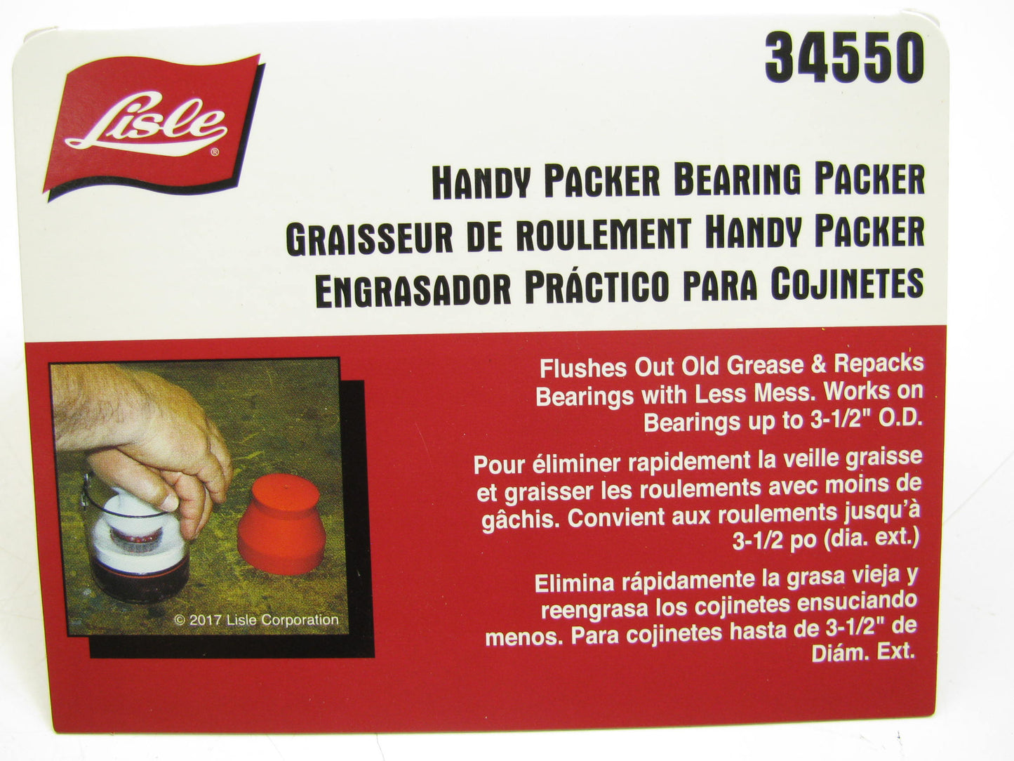 Lisle Tools 34550 ''Handy Packer'' Bearing Packer Tool, Bearings Up To 3-1/2'' O.D