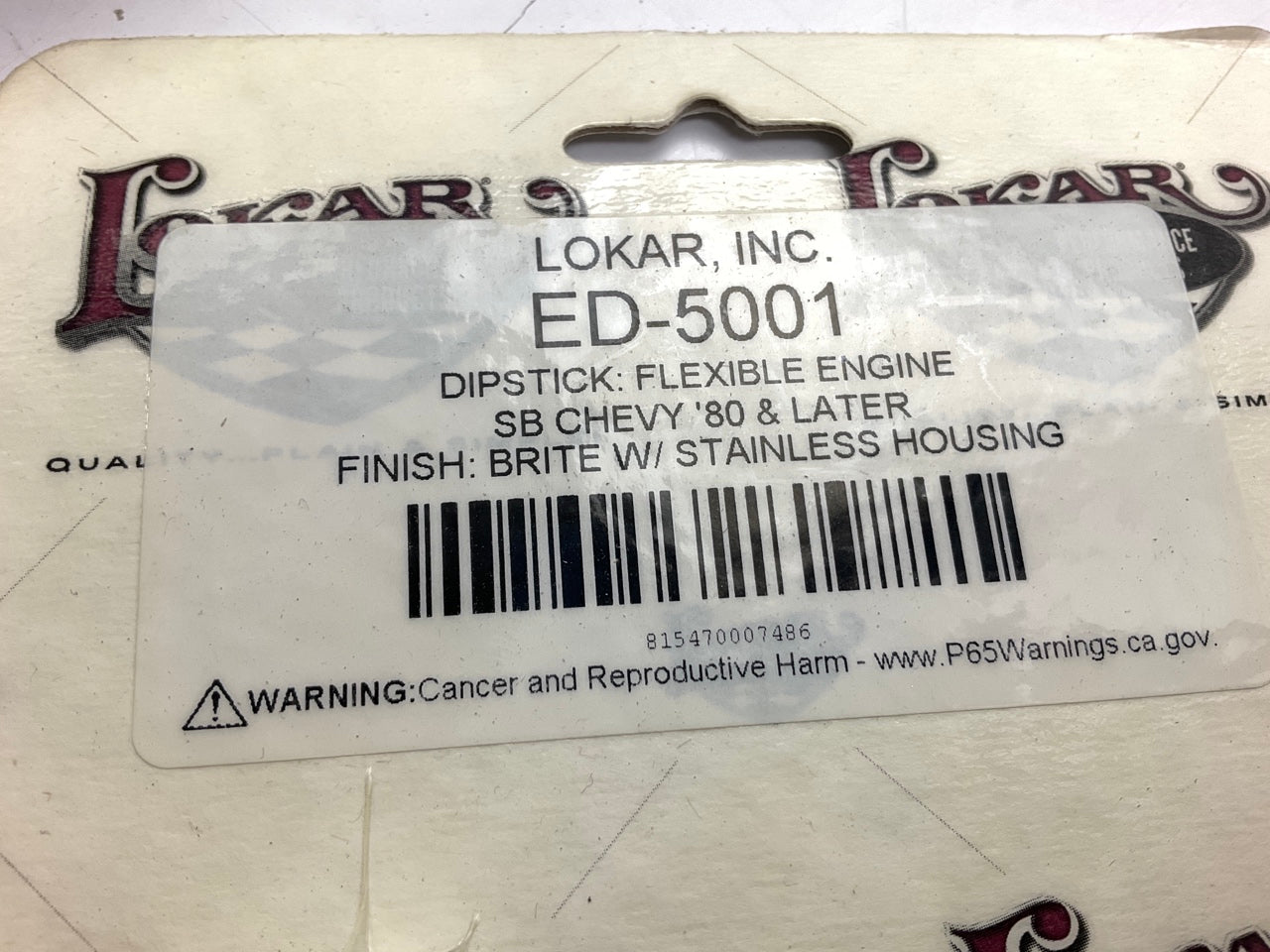 Lokar ED-5001 Flexible Engine Dipstick Stainless - Chevrolet SBC 1980 & Later