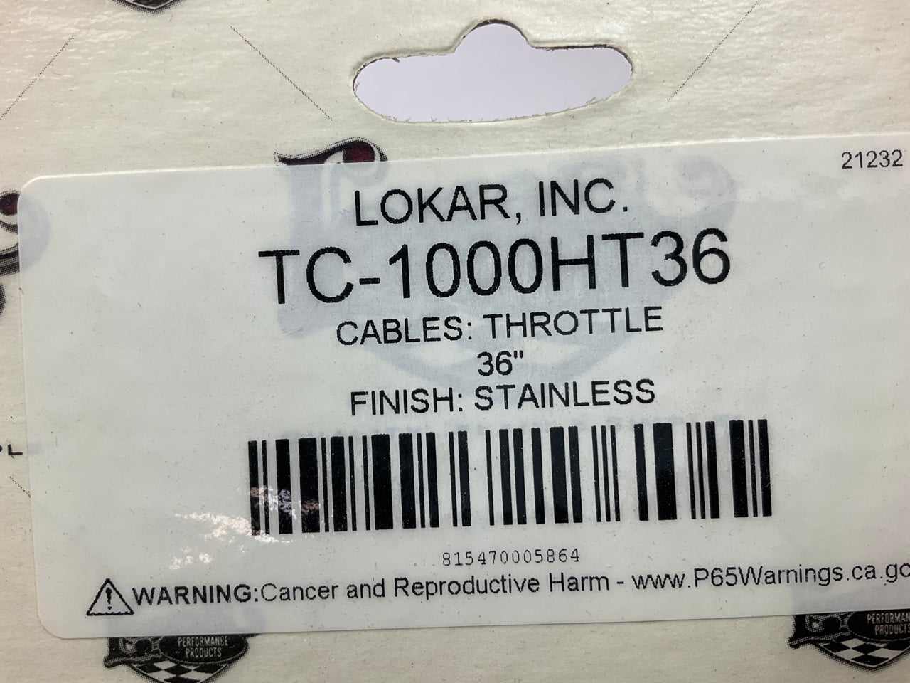 Lokar TC1000HT36 Hi-Tech 36'' Stainless Steel Throttle Cable Kit