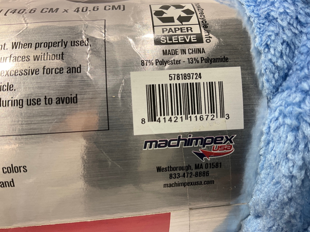 Machimpex 578189724 Microfiber Cloth Towel 16''x16'' Large Size, BLUE, 10 PACK