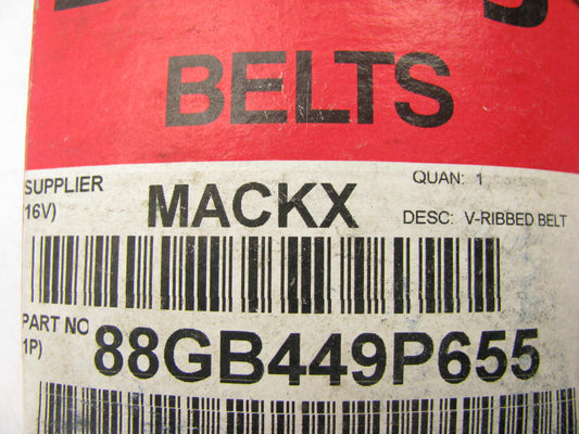 OEM - Mack 88GB449P655 Serpentine Belt - 1.367'' X 66.062'' - 10 Ribs