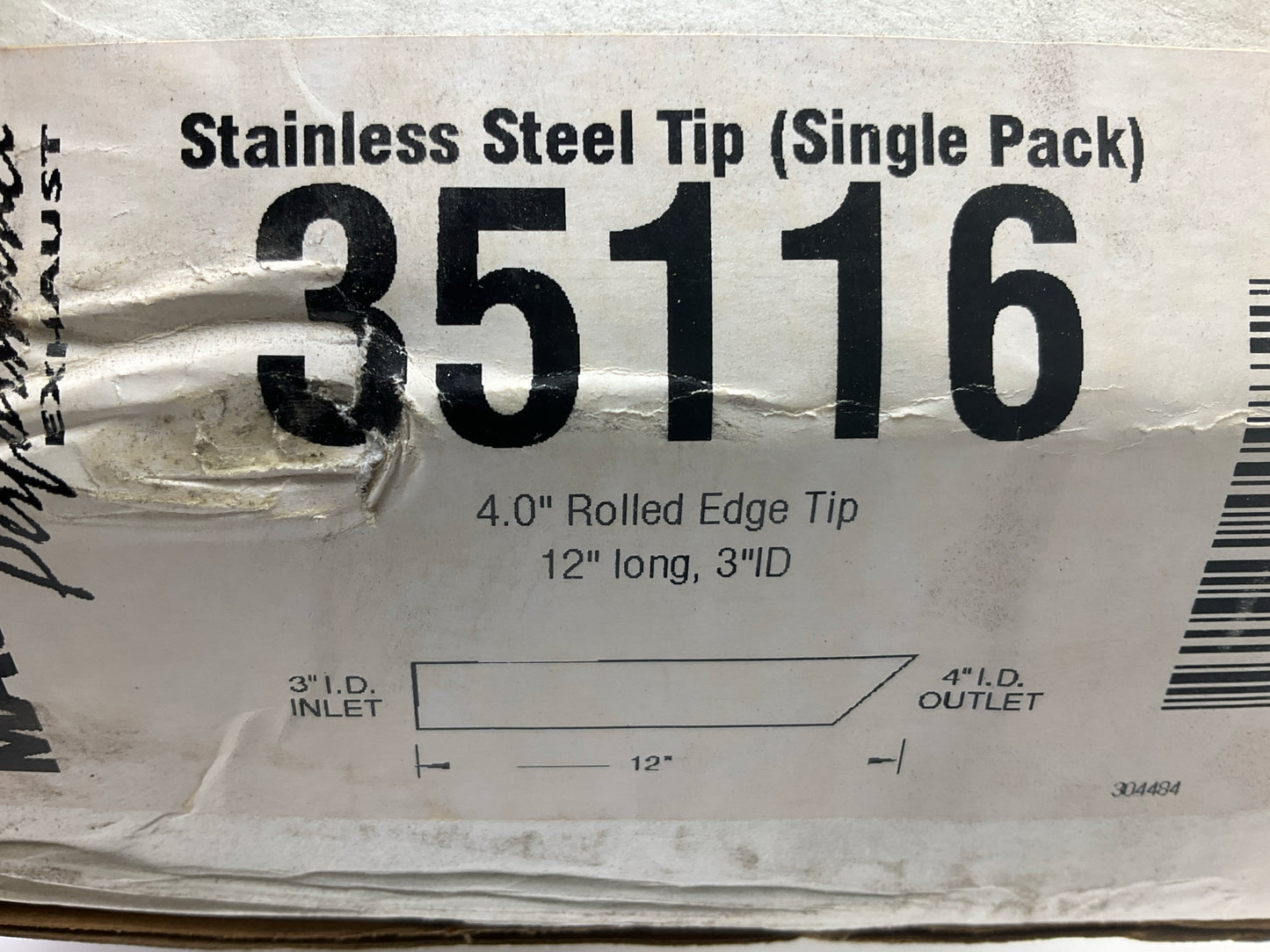 Magnaflow 35116 Stainless Steel Exhaust Tip, 12'' Long, 4'' Rolled Edge, 3'' ID