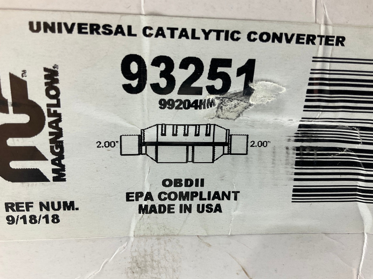 Magnaflow 99204HM Universal EPA Compliant Catalytic Converter 2'' Inlet / Outlet