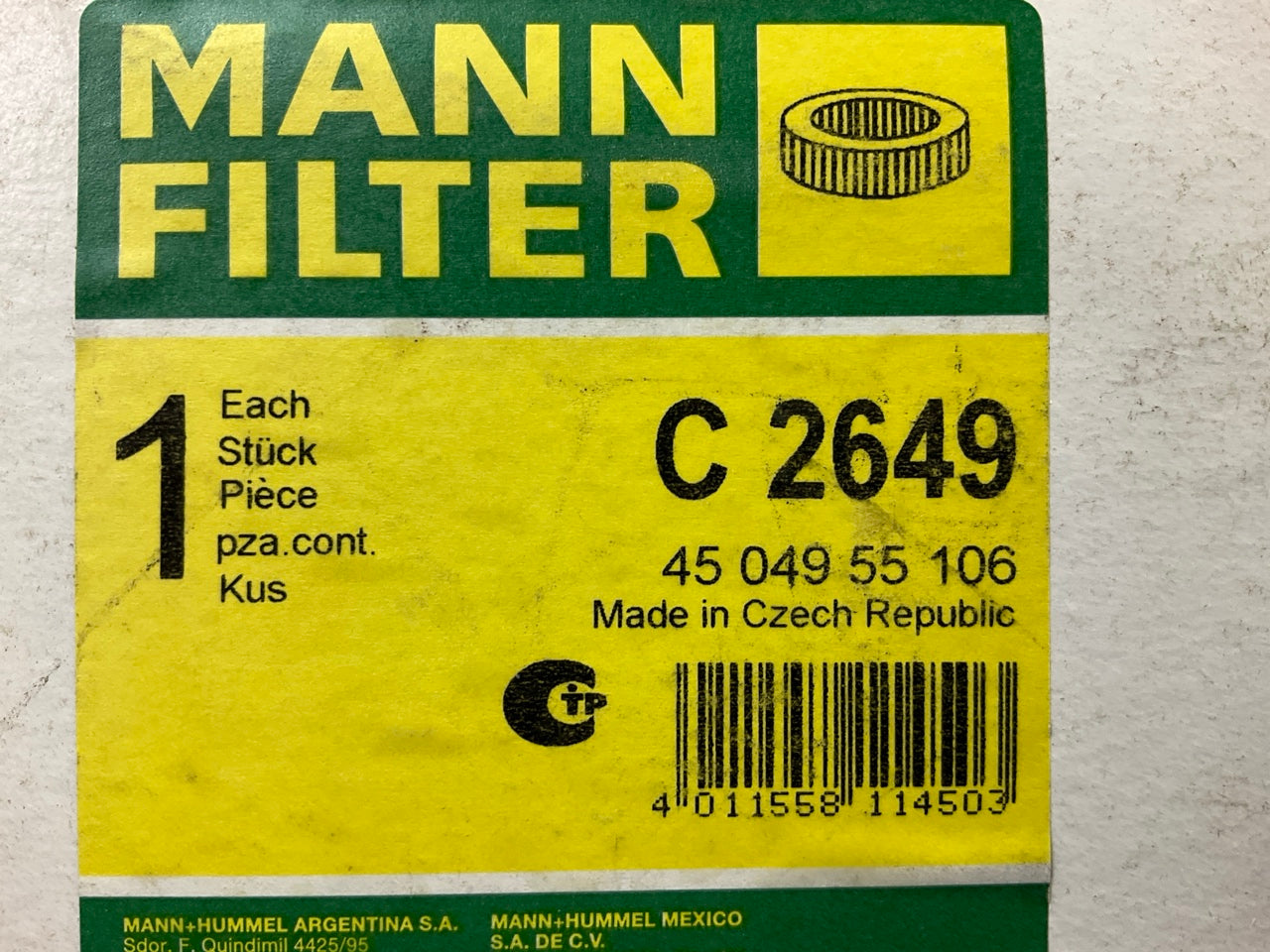Mann C2649 Engine Air Filter