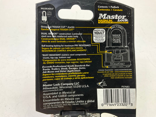 Master Lock M5XKADLF Padlock Magnum Laminated Steel Lock 1-1/2'' In. 2 Keys