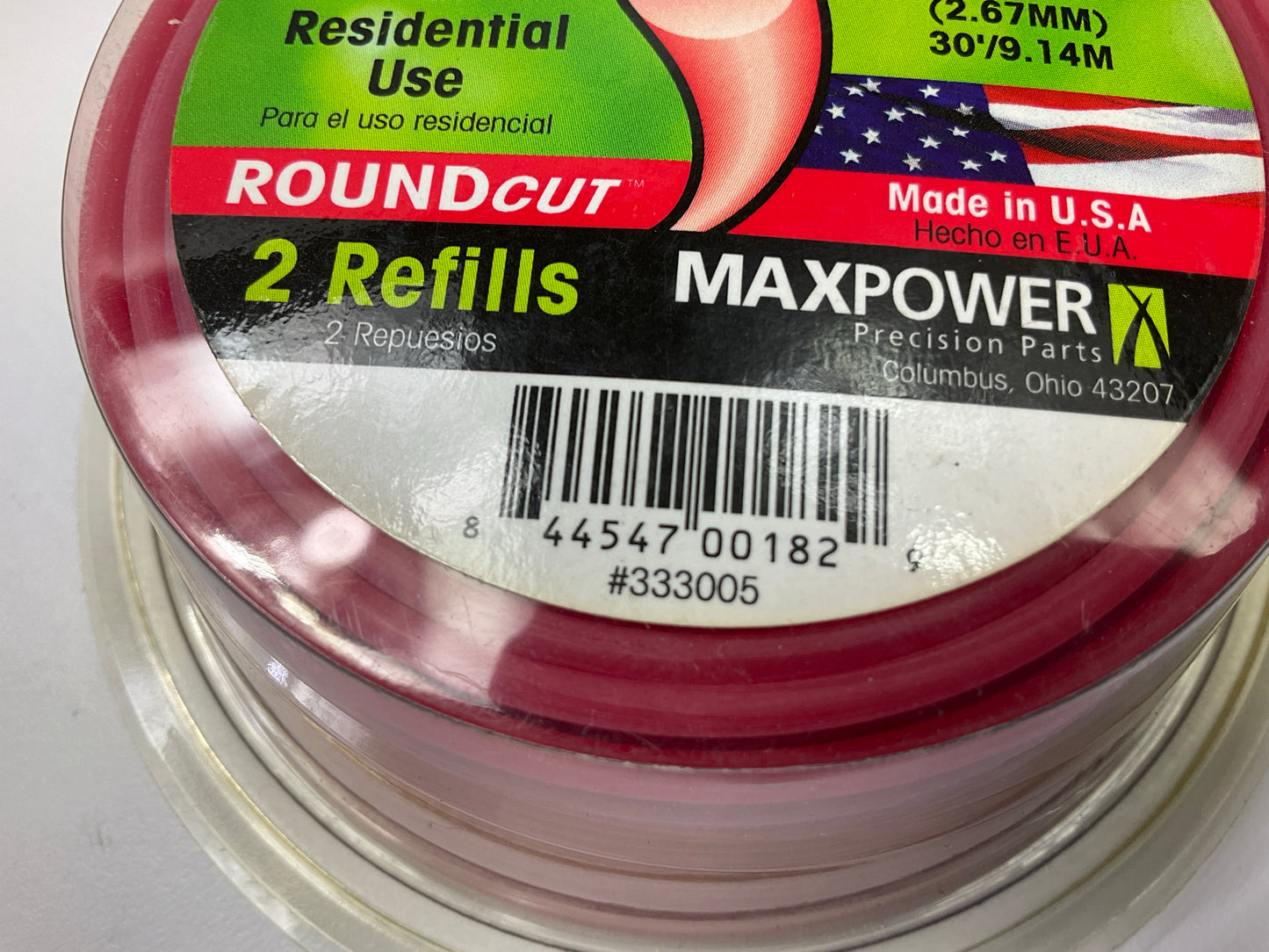 MaxPower .105'' Round Cut Trimmer Line, Residential Use 10 Spools Of 30 Feet Each