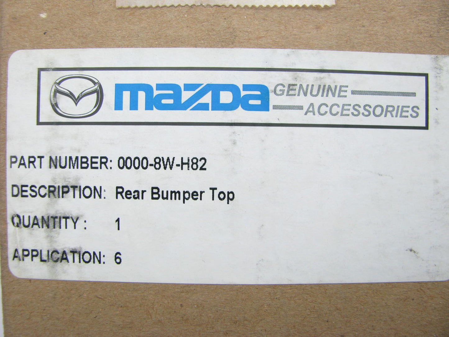 NEW - OEM Rear Bumper Top Paint Clear Protection Film 2014 Mazda 6 0000-8W-H82