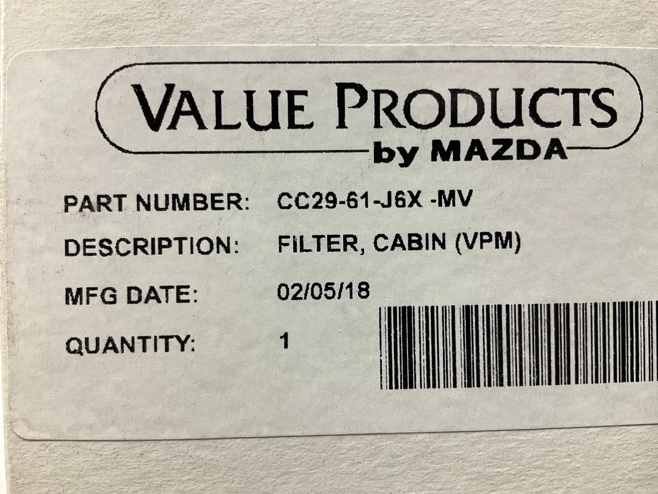 NEW OEM Mazda CC29-61-J6X-MV Cabin Air Filter - 2004-09 Mazda 3, 2006-17 Mazda 5