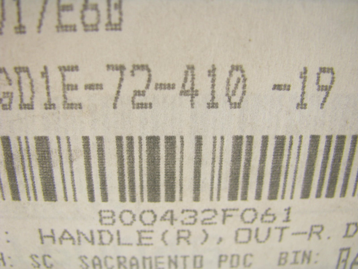 NEW - OEM Mazda GD1E-72-410-19 Rear Right Outside Door Handle - 1998-2002 626