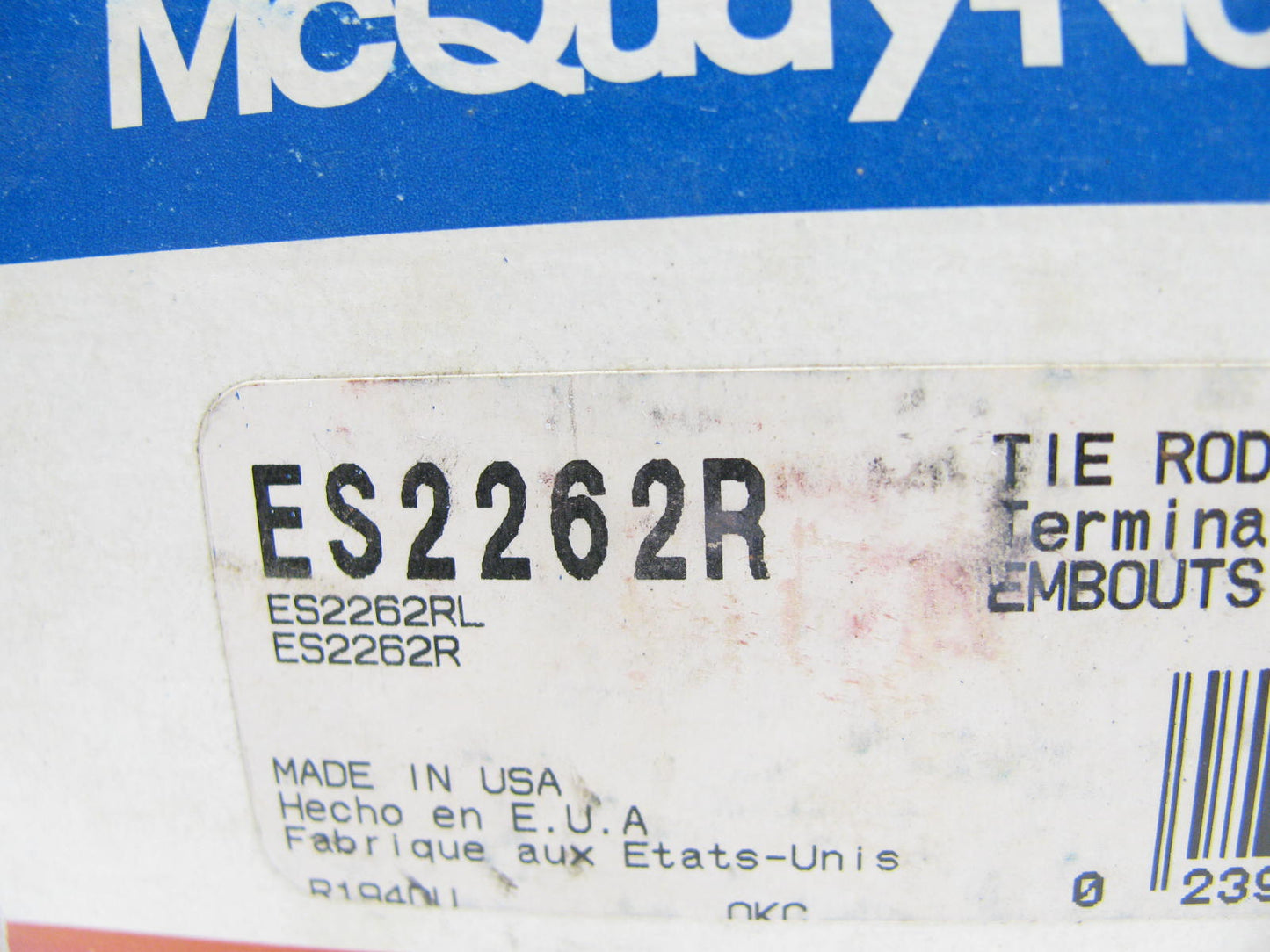 Mcquay-norris ES2262R Front Outer Steering Tie Rod End 1986-1997 Ford Aerostar