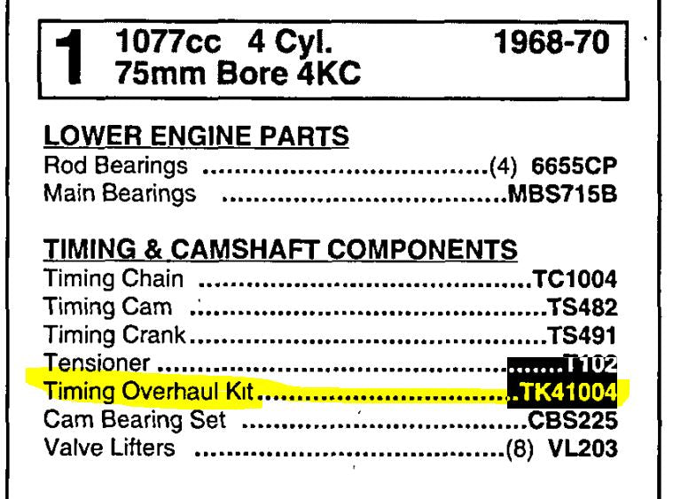 Mcquay-norris TK41004 Engine Timing Chain Kit For 1968-1979 Toyota Corolla