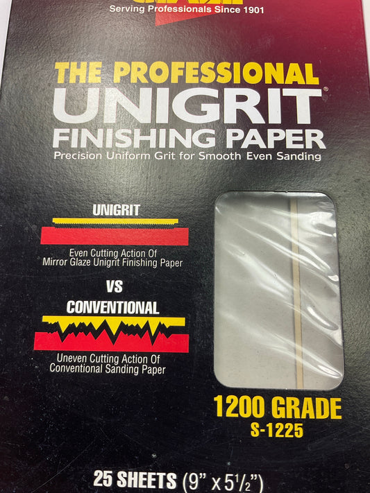 25 Sheets - Meguiars S1225 Unigrit 1,200 Grit Finishing Sandpaper Sheets 9''x5.5''