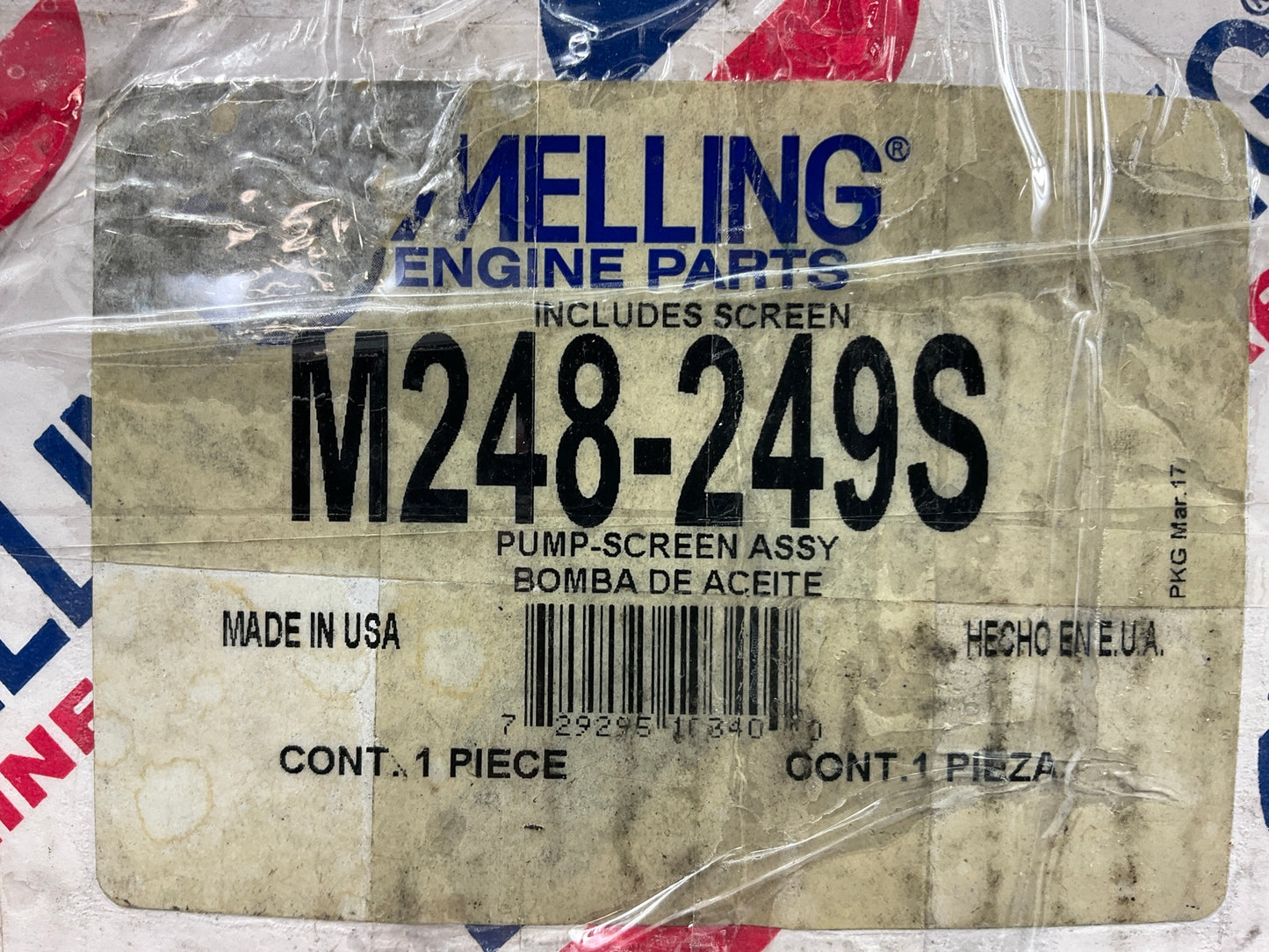 Melling M248-249S Engine Oil Pump With Oil Pickup Tube, Standard Vol. & Pressure