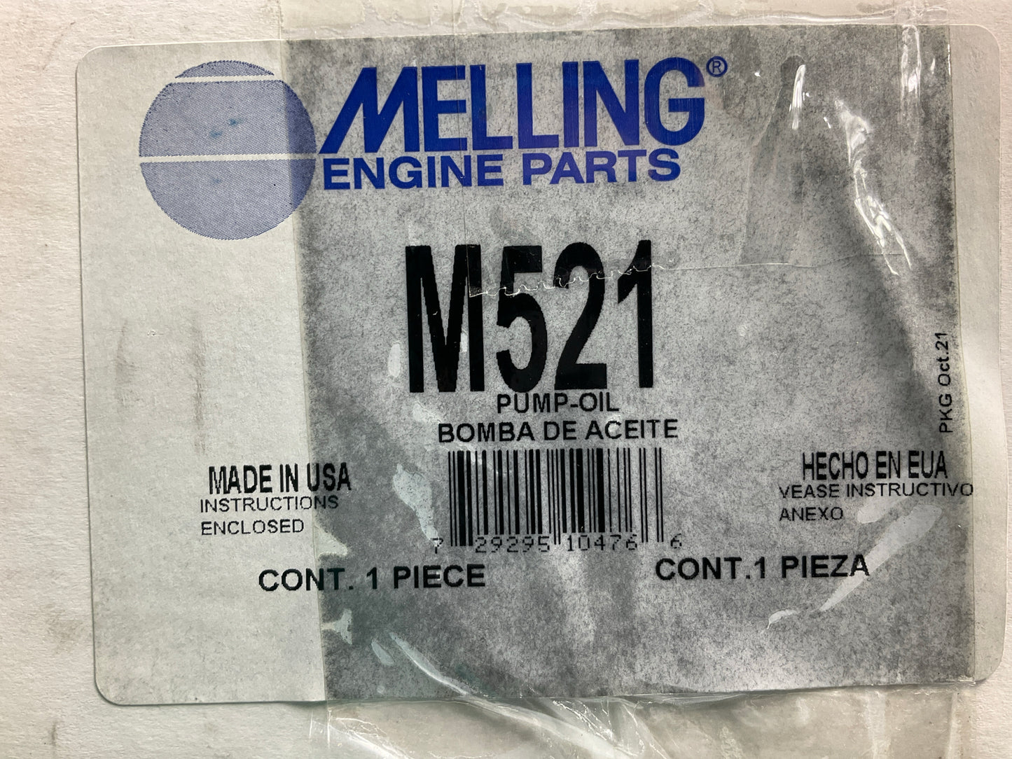 Melling M521 Engine Oil Pump, Standard Volume And Pressure