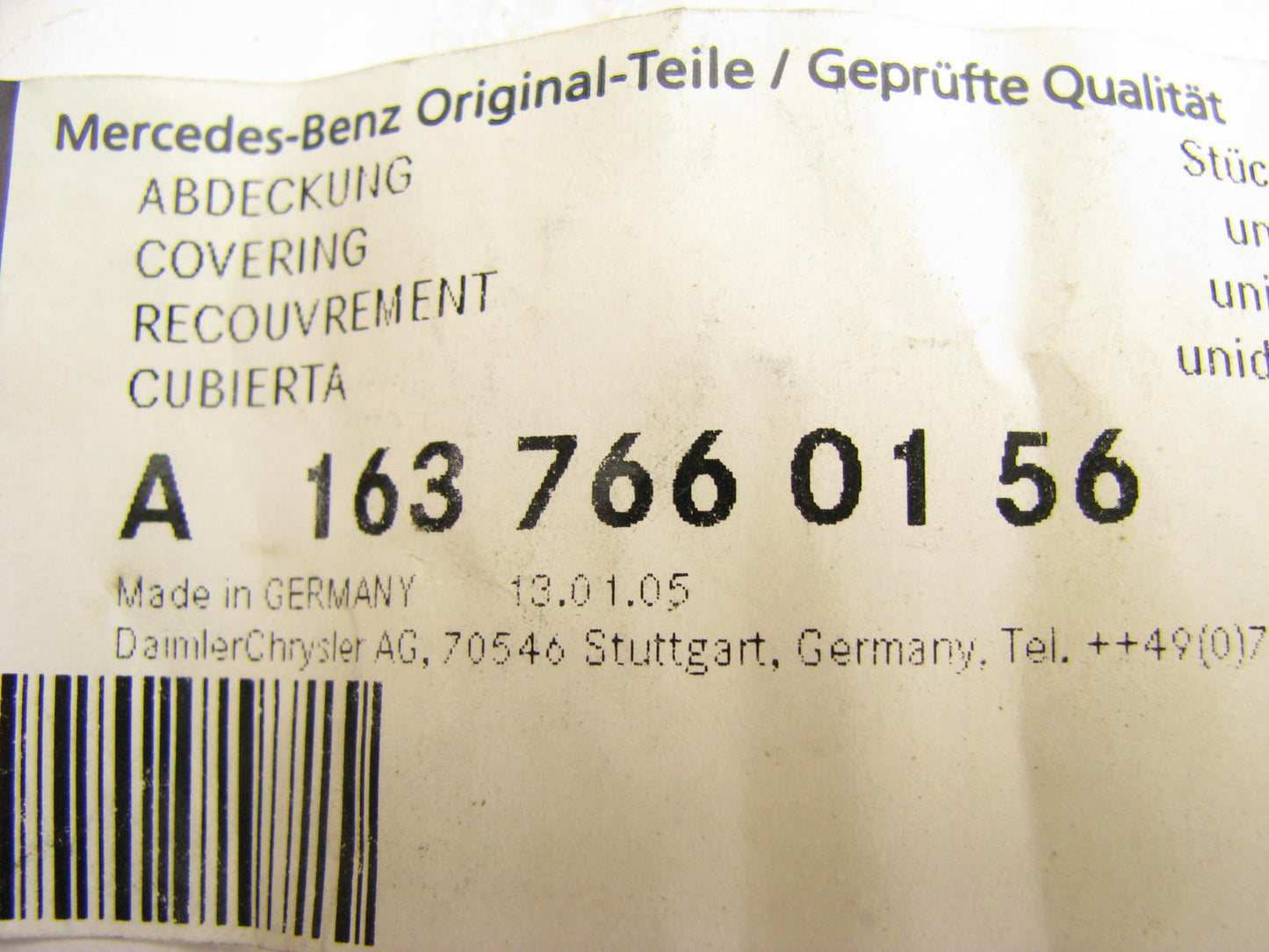 NEW - OEM Mercedes-benz A1637660156 Rear Left Door Handle Cover Cap
