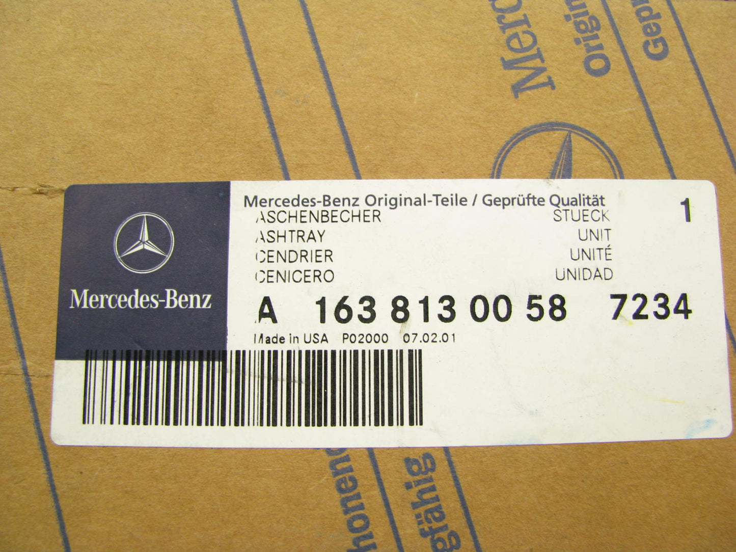 Mercedes-Benz W163 REAR GRAY Ashtray Ash Tray 1997-2001 ML320 ML430 A1638130058