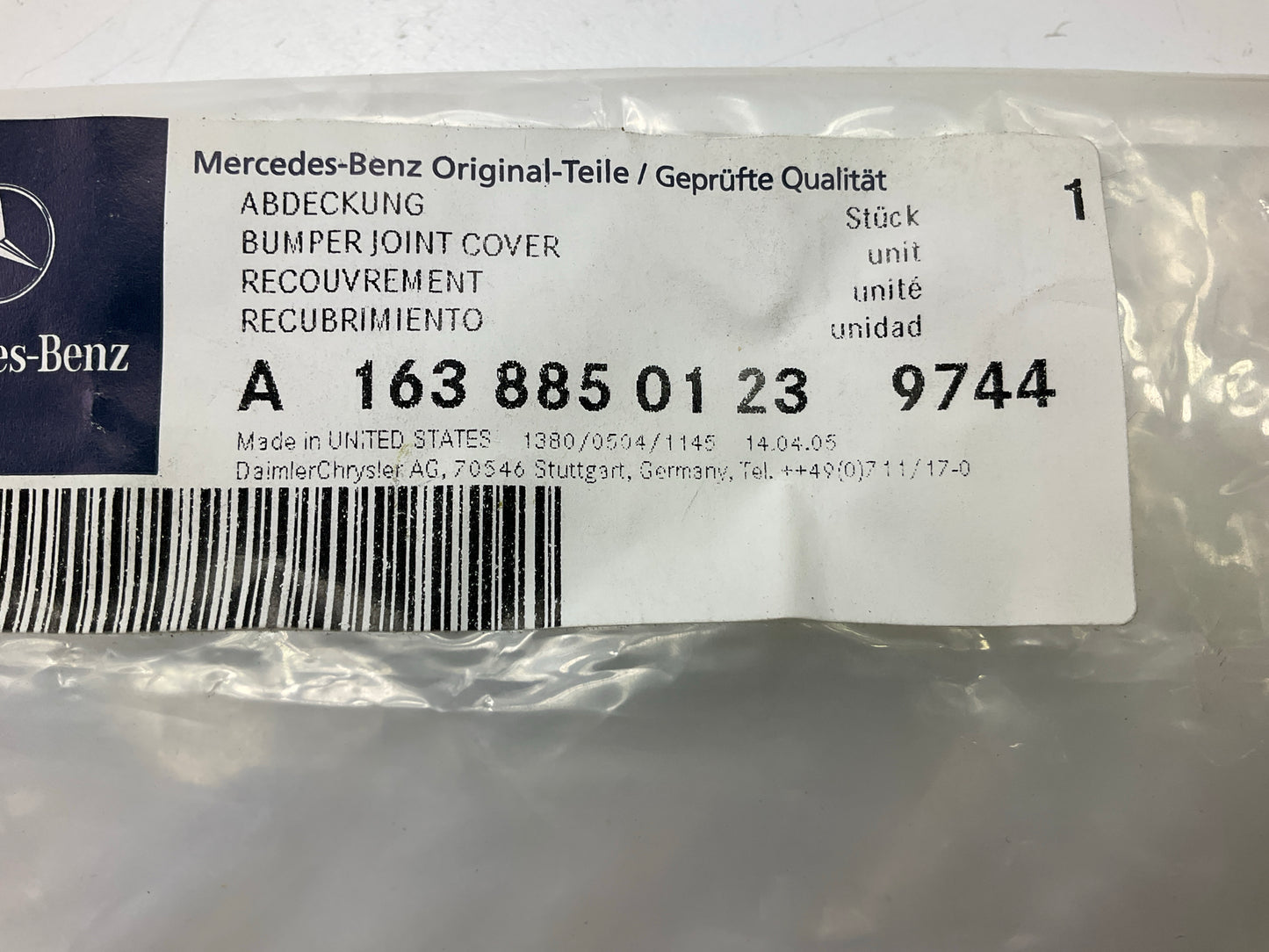 NEW OEM Mercedes A16388501239744 Tow Hook Rear Bumper Molding Trim W163 Silver