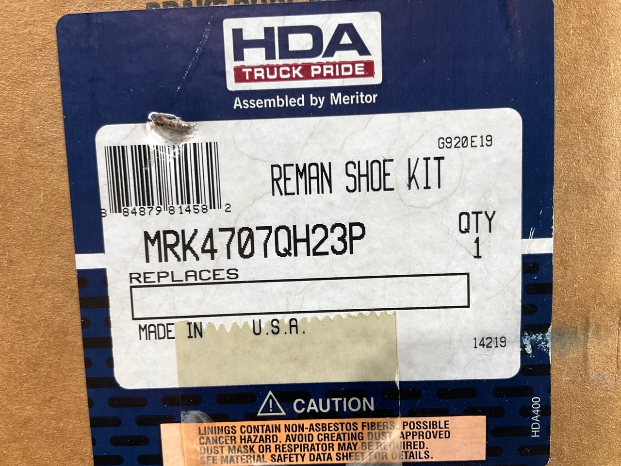 Meritor MRK4707QH23P REMAN Q Plus Drum Brake Shoe Kit, 16.5''x7'' 23K Lining 4707Q