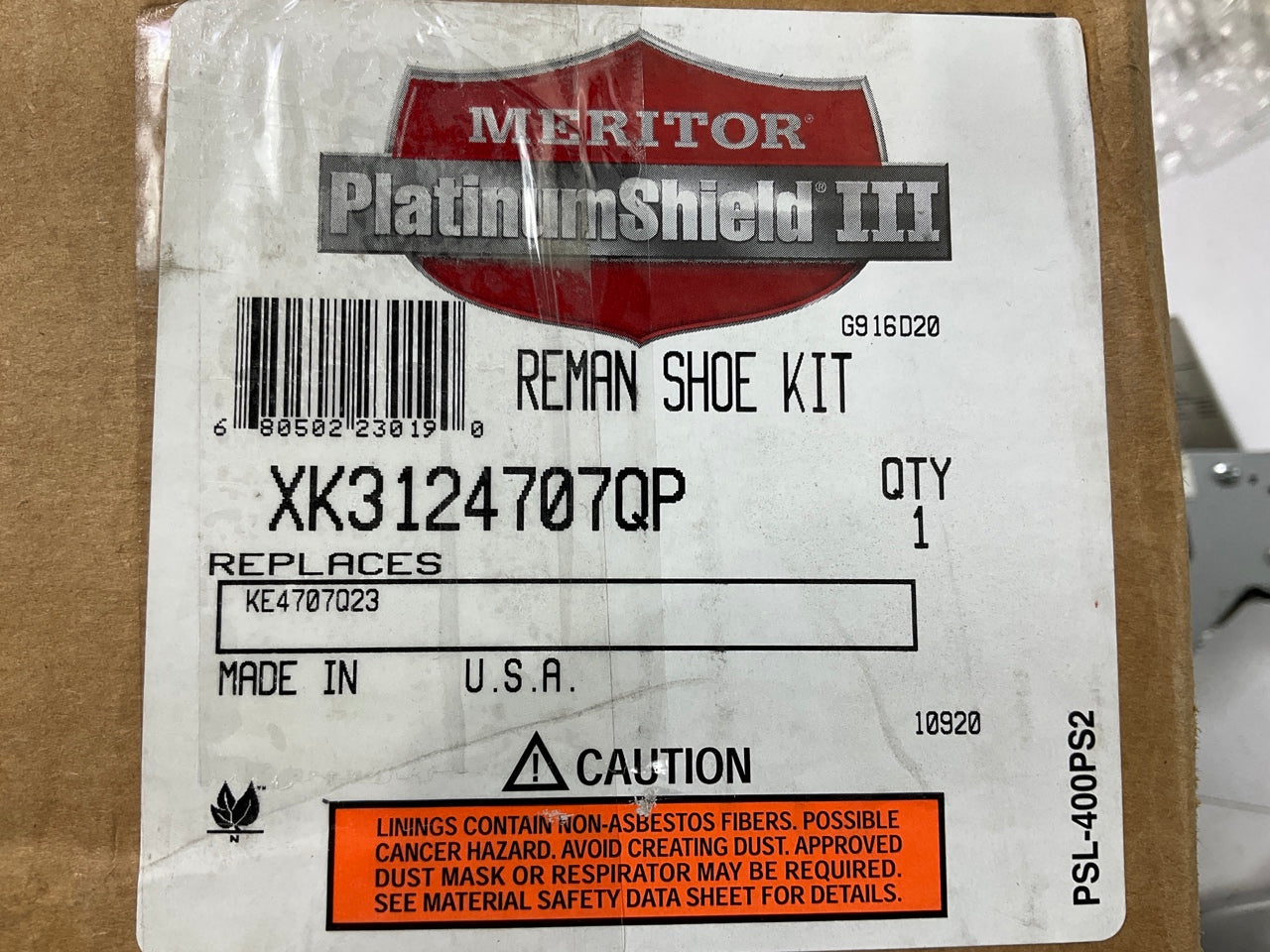 Meritor XK3124707QP REMAN Brake Shoe Kit, 16-1/2'' X 7'' Meritor, 23K Lining