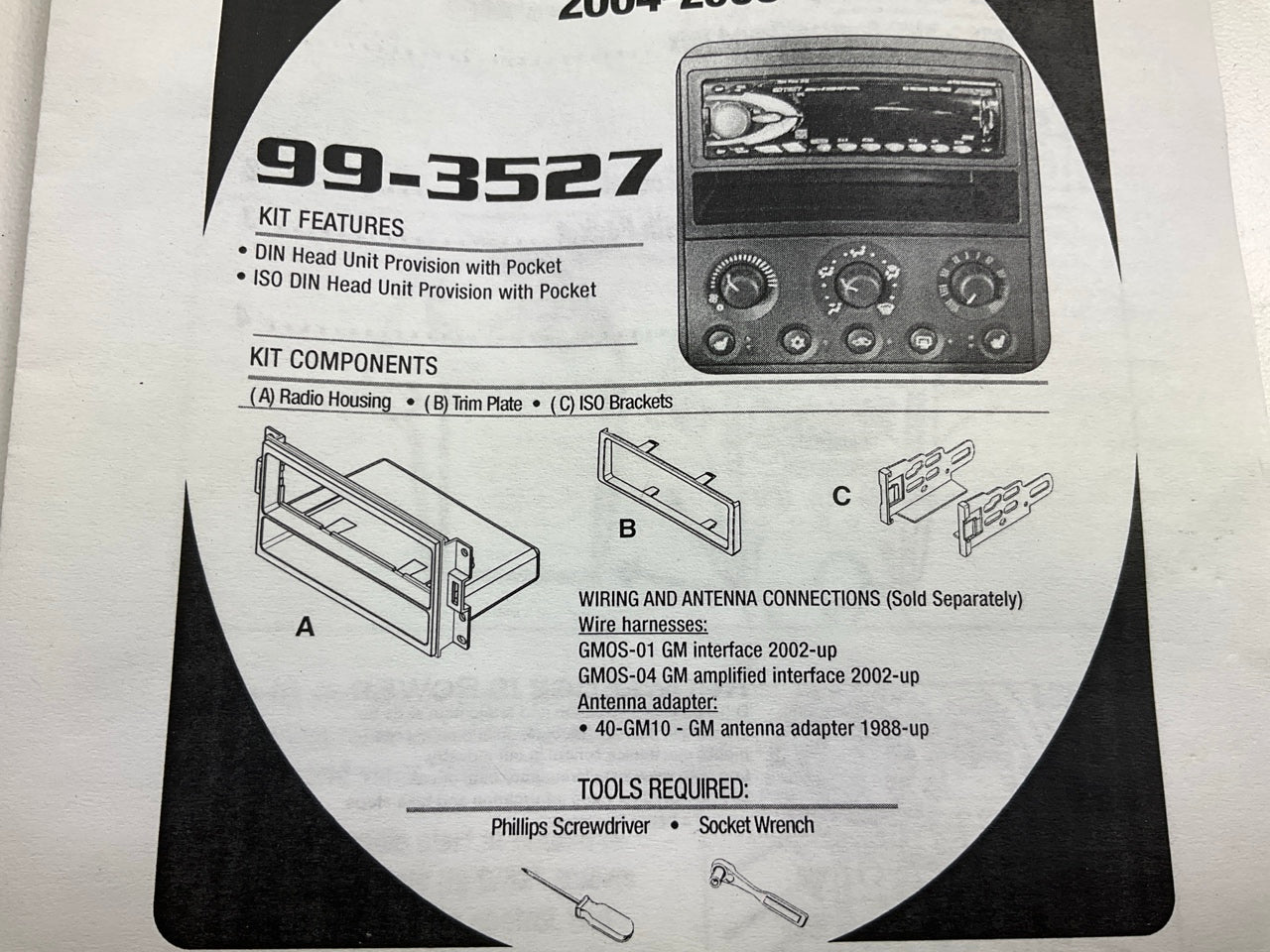 Metra 99-3527 Single DIN Radio Stereo Dash Installation Kit - 04-08 Grand Prix