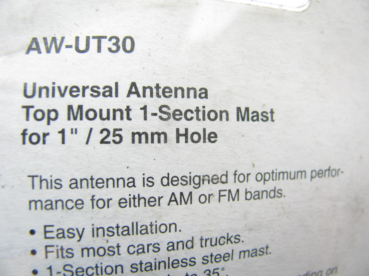 Metra AW-UT30 Universal 1-Section Top Mount Replacement Antenna For AM/FM