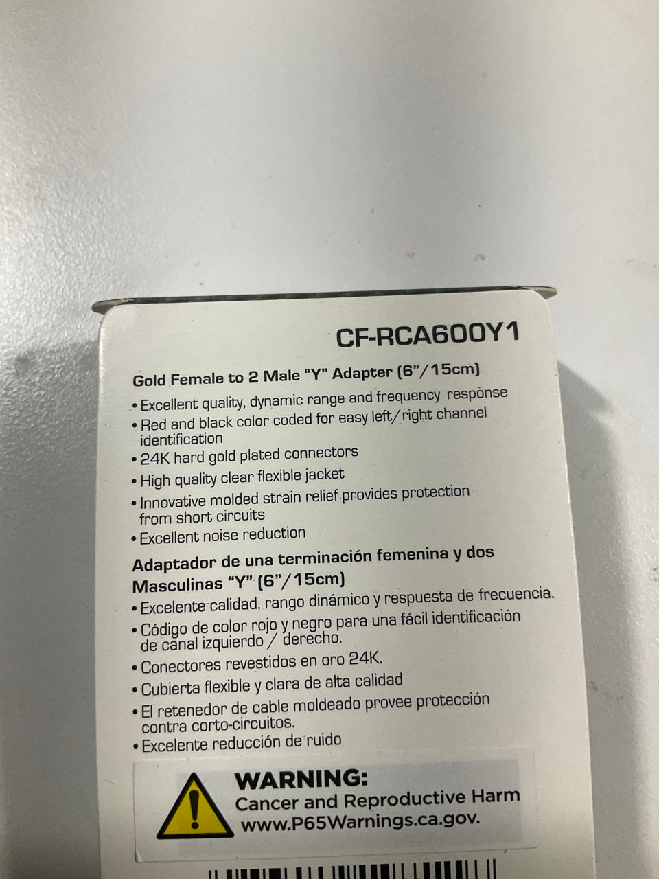 Metra CF-RCA600Y1 RCA 6'' Long 1 Female To 2 Male Y-adapter Cable, Gold Connector