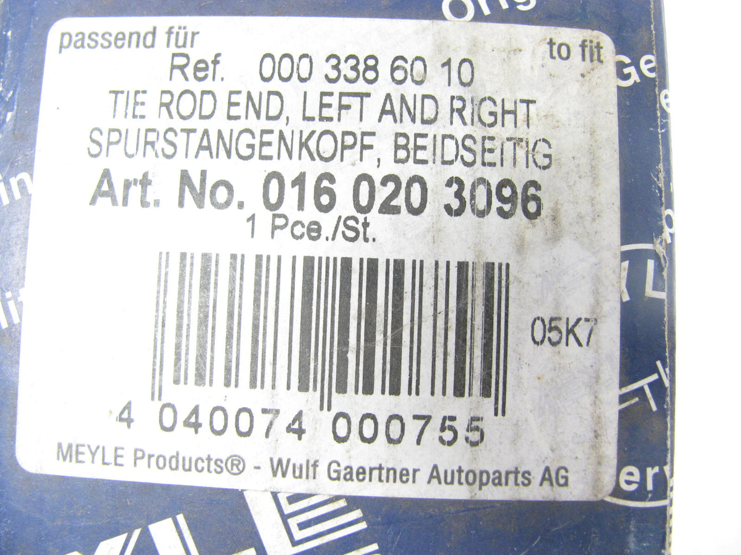 Meyle Products 0160203096 FRONT OUTER Steering Tie Rod End
