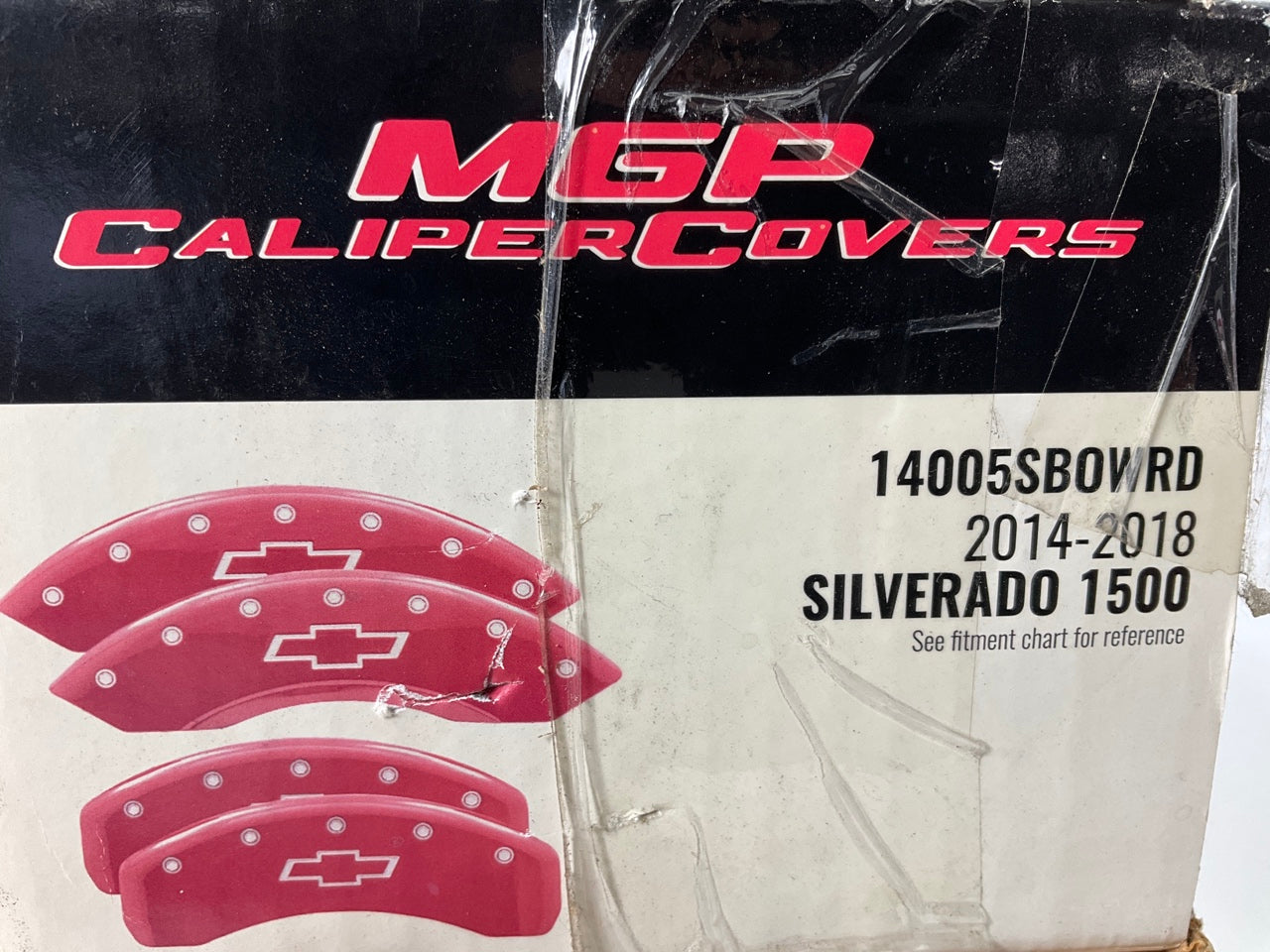 MISSING CLIPS MGP 14005SBOWRD RED Brake Caliper Covers 2014-2018 Silverado 1500