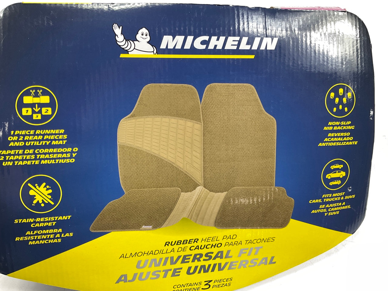 Michelin FL93754 Tan Universal 3-Piece Floor Carpet Mats