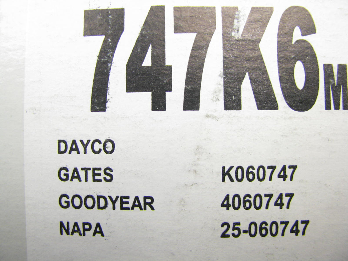 Mile Marker 747K6 Serpentine Belt 87-93 GM 2.5L, 03-06 Vibe 1.8L, 00-02 TJ 4.0L