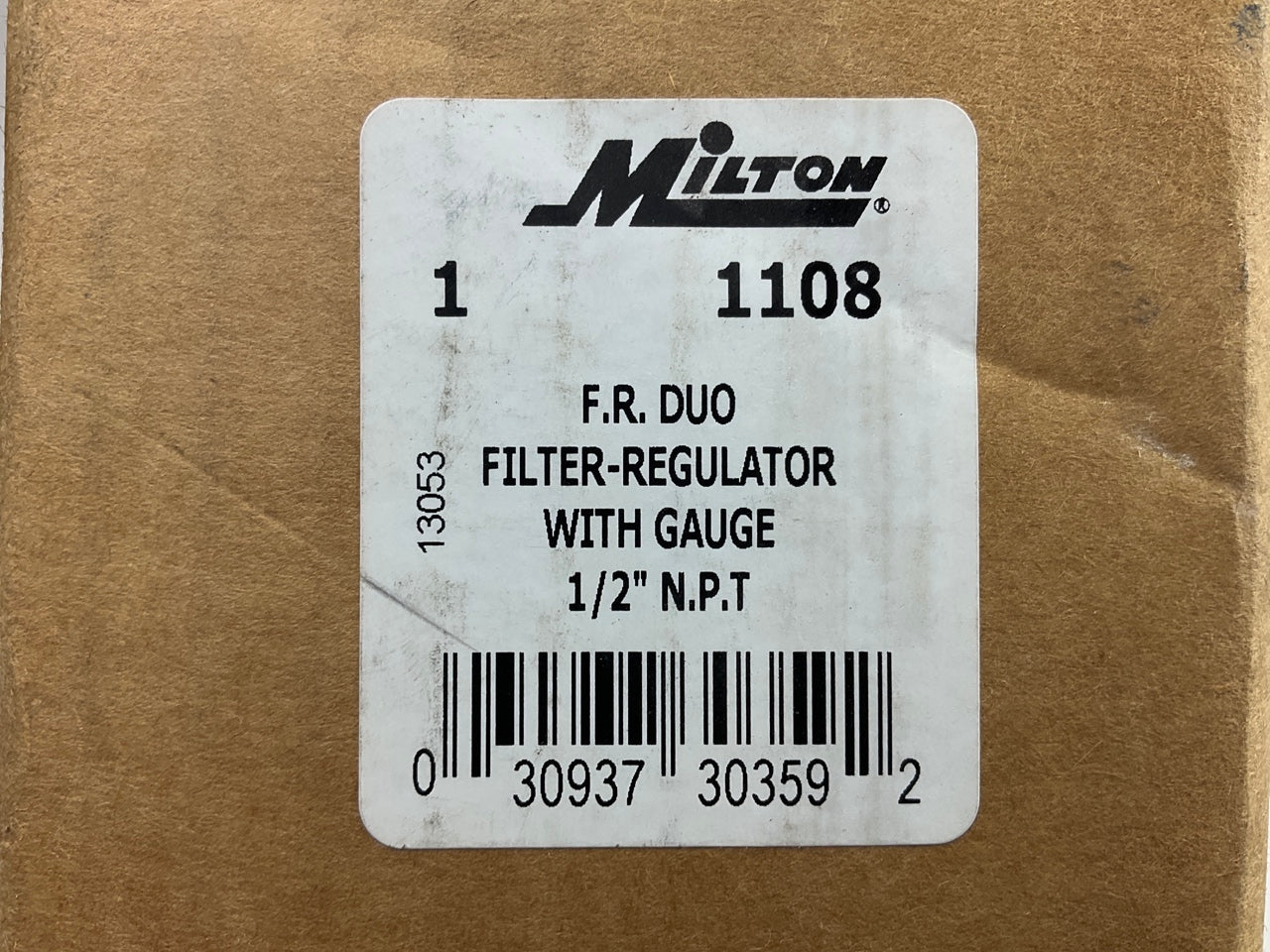 Milton 1108 1/2'' NPT Air Compressor Filter And Regulator Duo, With Gauge