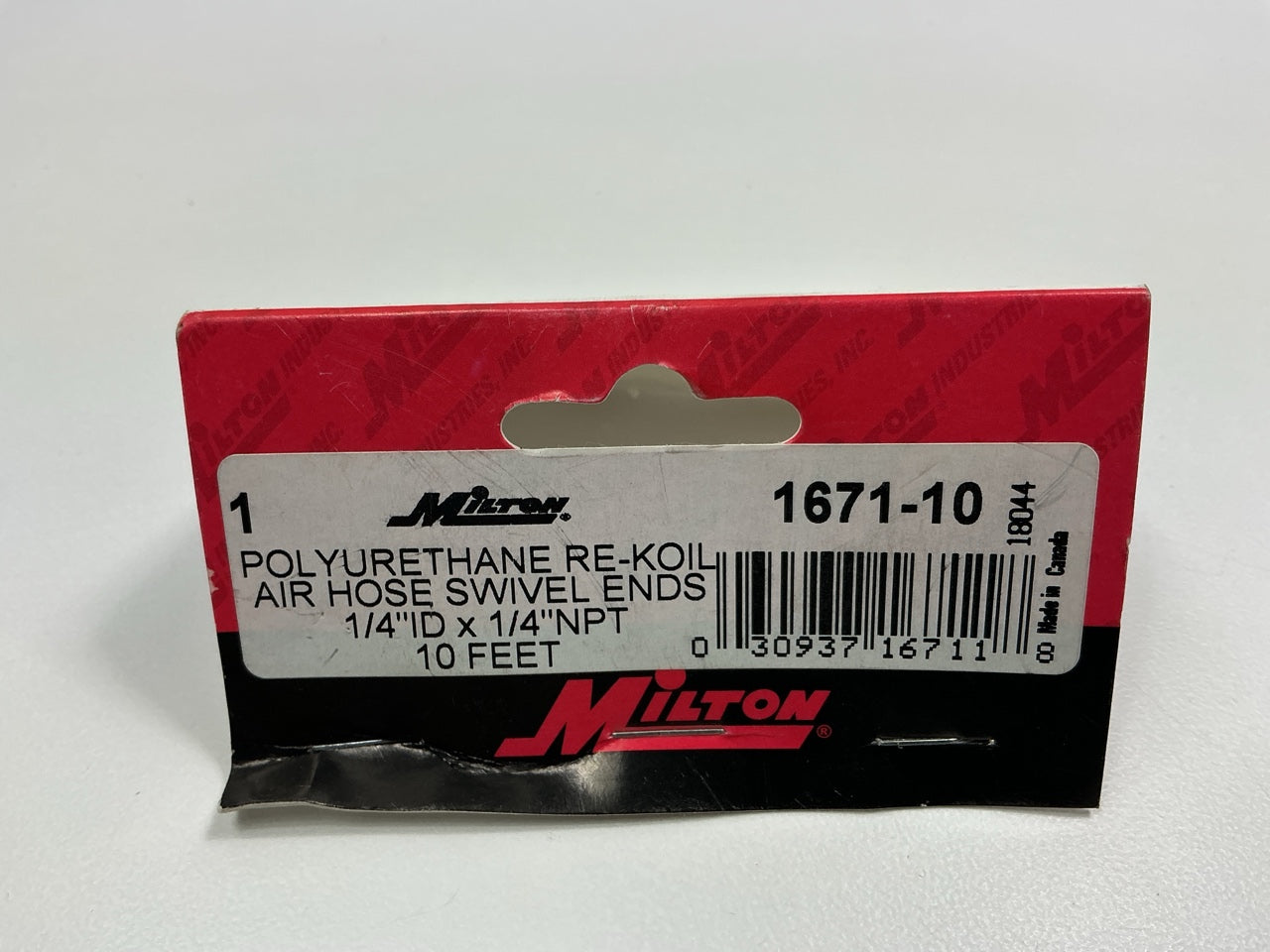 Milton 1671-10 10 Feet 1/4'' ID Full Flow Polyurethane ReKoil Air Hose