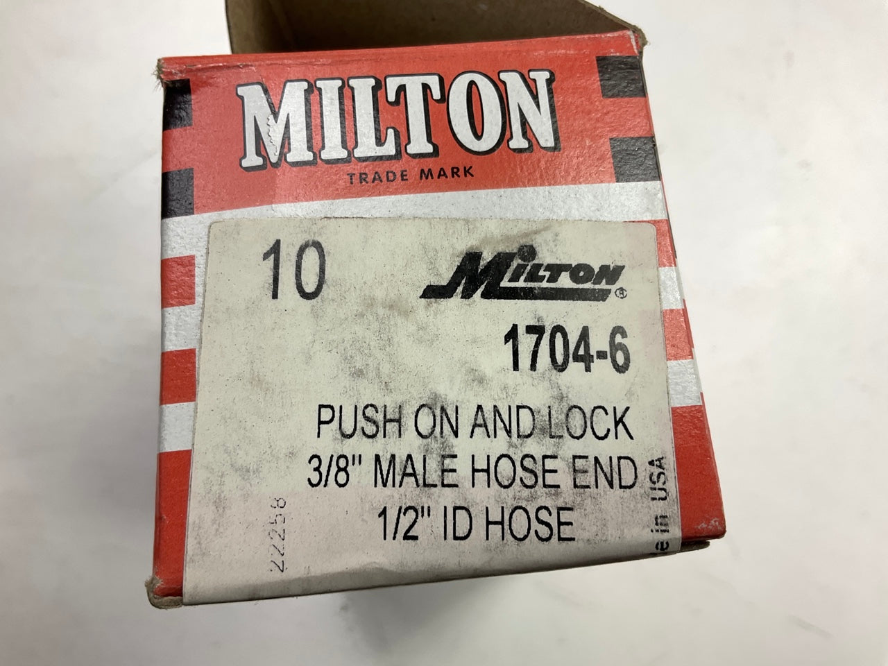 (10) Milton 1704-6 Push On & Lock Air Fittings, 3/8'' Male Hose End, 1/2'' ID Hose