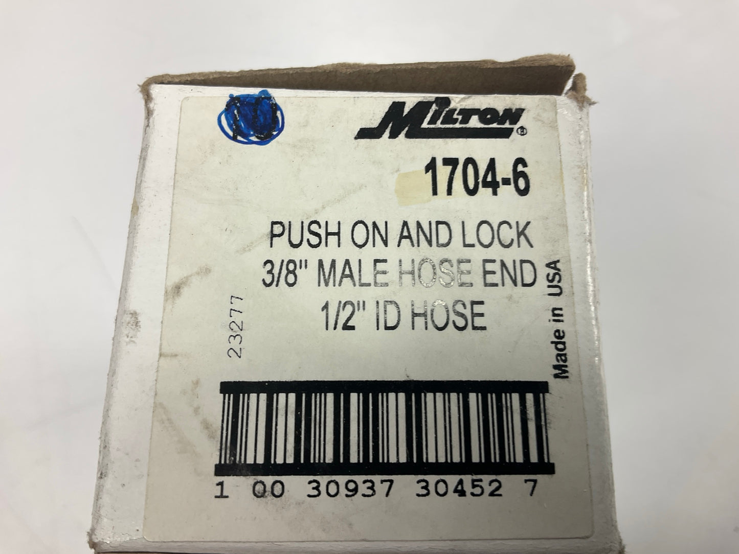 (4) Milton 1704-6 Push On & Lock Air Fittings, 3/8'' Male Hose End , 1/2'' ID Hose