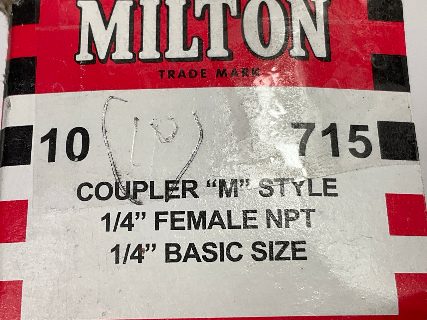 (10) Milton 715 1/4'' FPT M-Style Coupler, Female NPT, USA