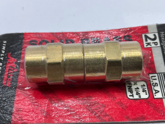 Milton S643 Female Hex Coupling Solid Brass Coupler Fitting 1/4'' NPT, 2 Pack