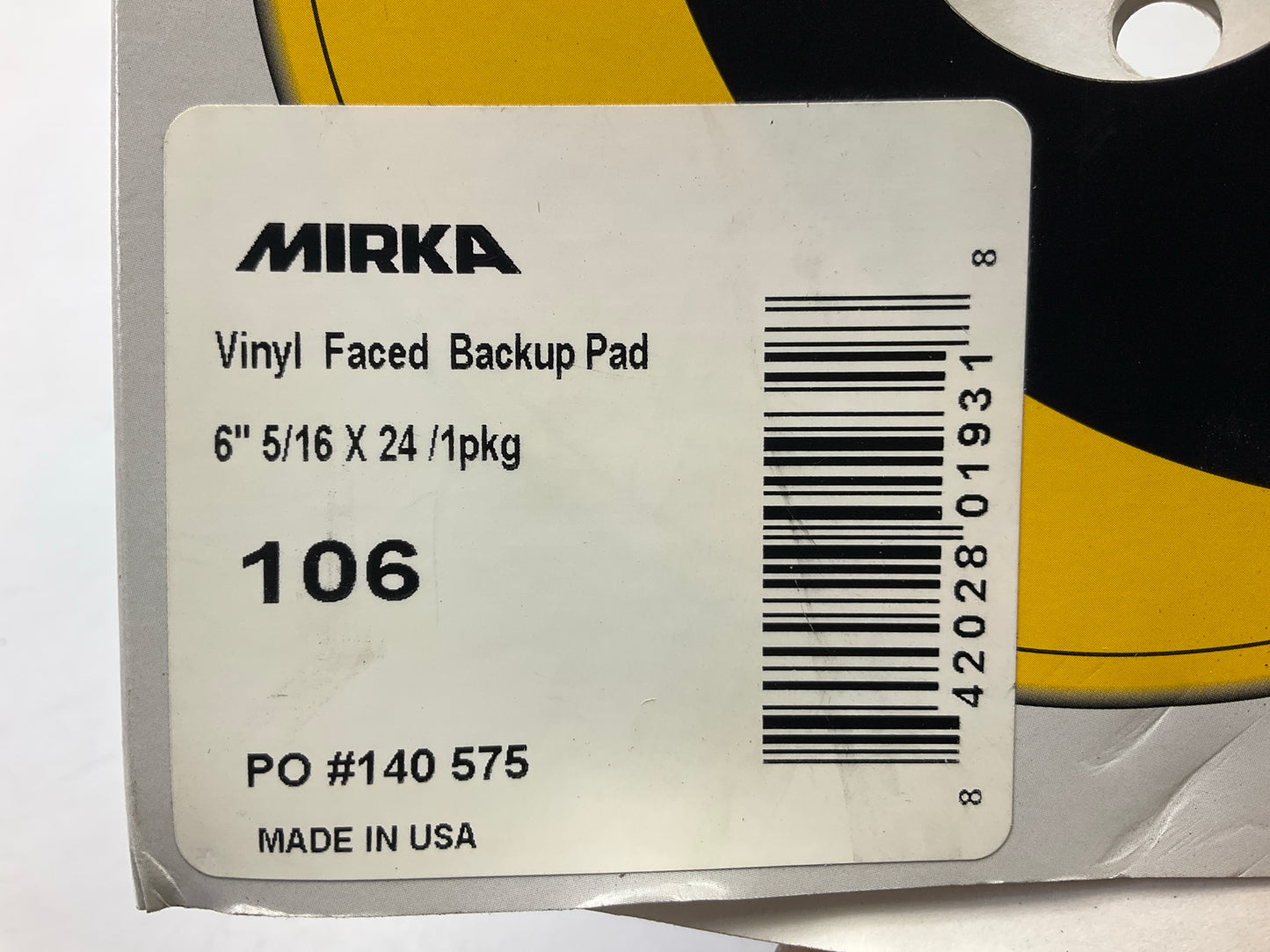 Mirka 106 Vinyl Faced Molded Polymer 6'' PSA Backup Pad, Medium Foam