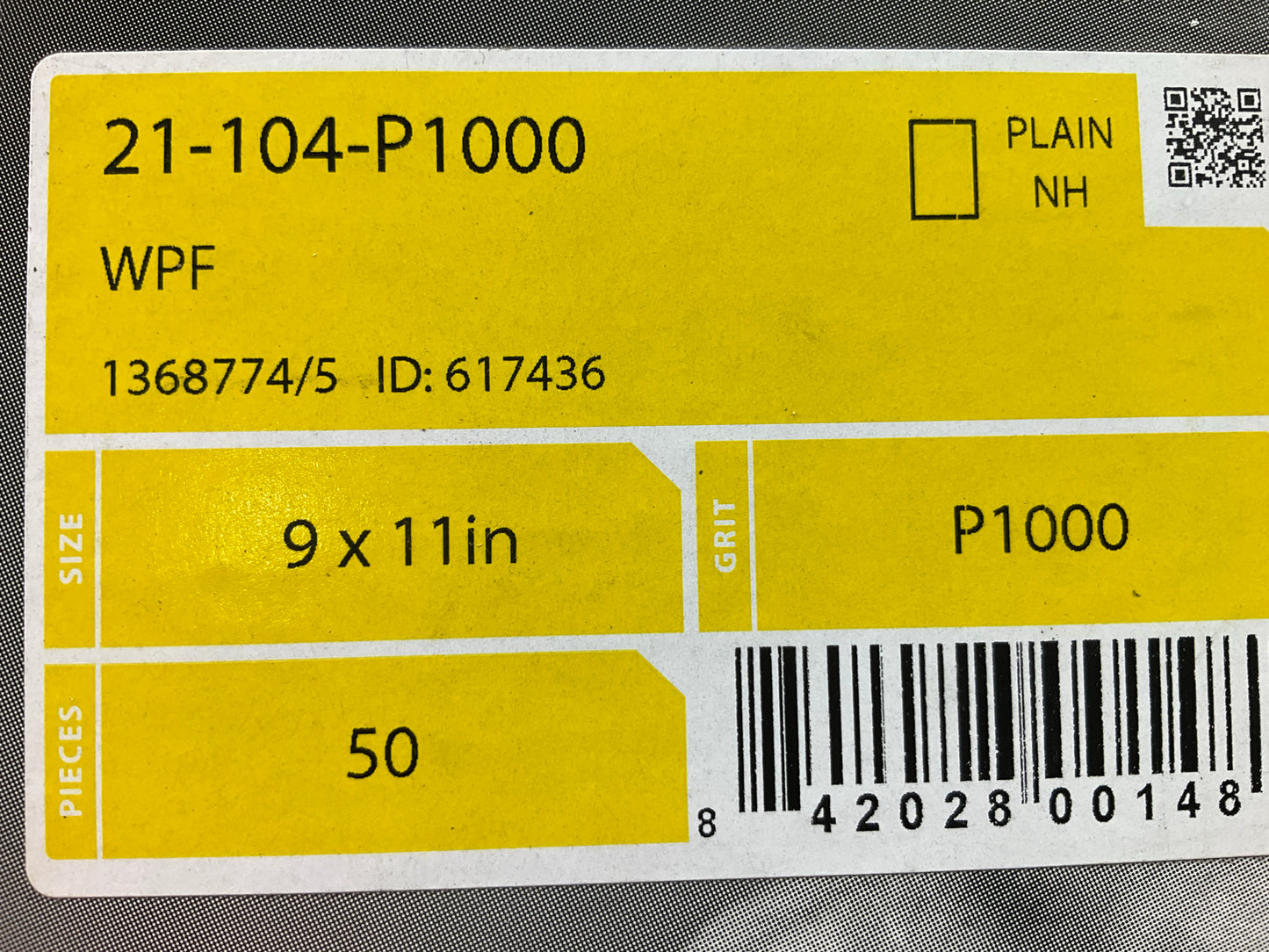 Mirka 21-104-P1000 Waterproof Sandpaper Sheets 9''x11'', 1000 Grit, 50 Sheets