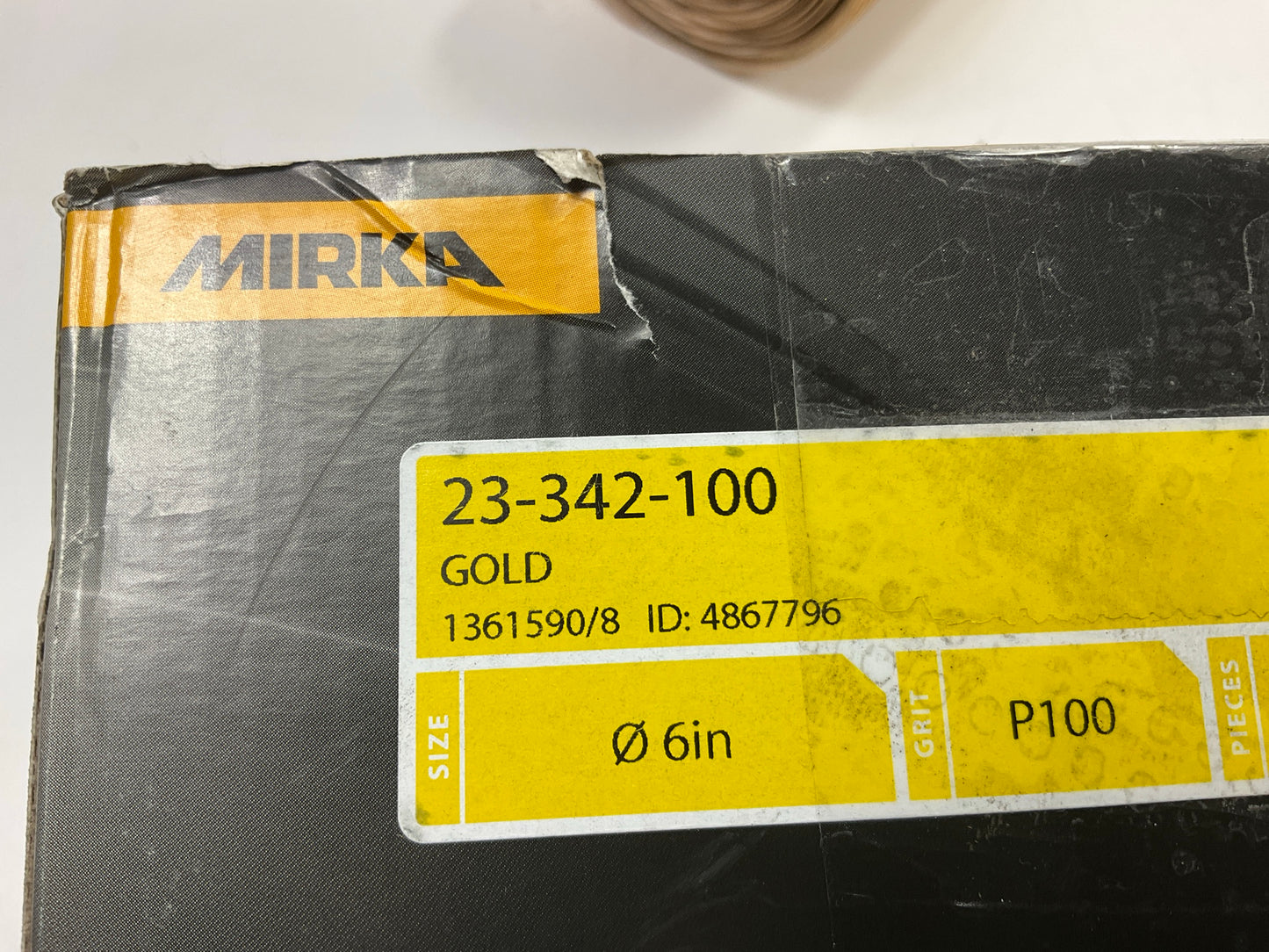 Mirka 23-342-100 Gold 6'' Sticky Back PSA Sanding Discs 100 Grit, 100/Roll
