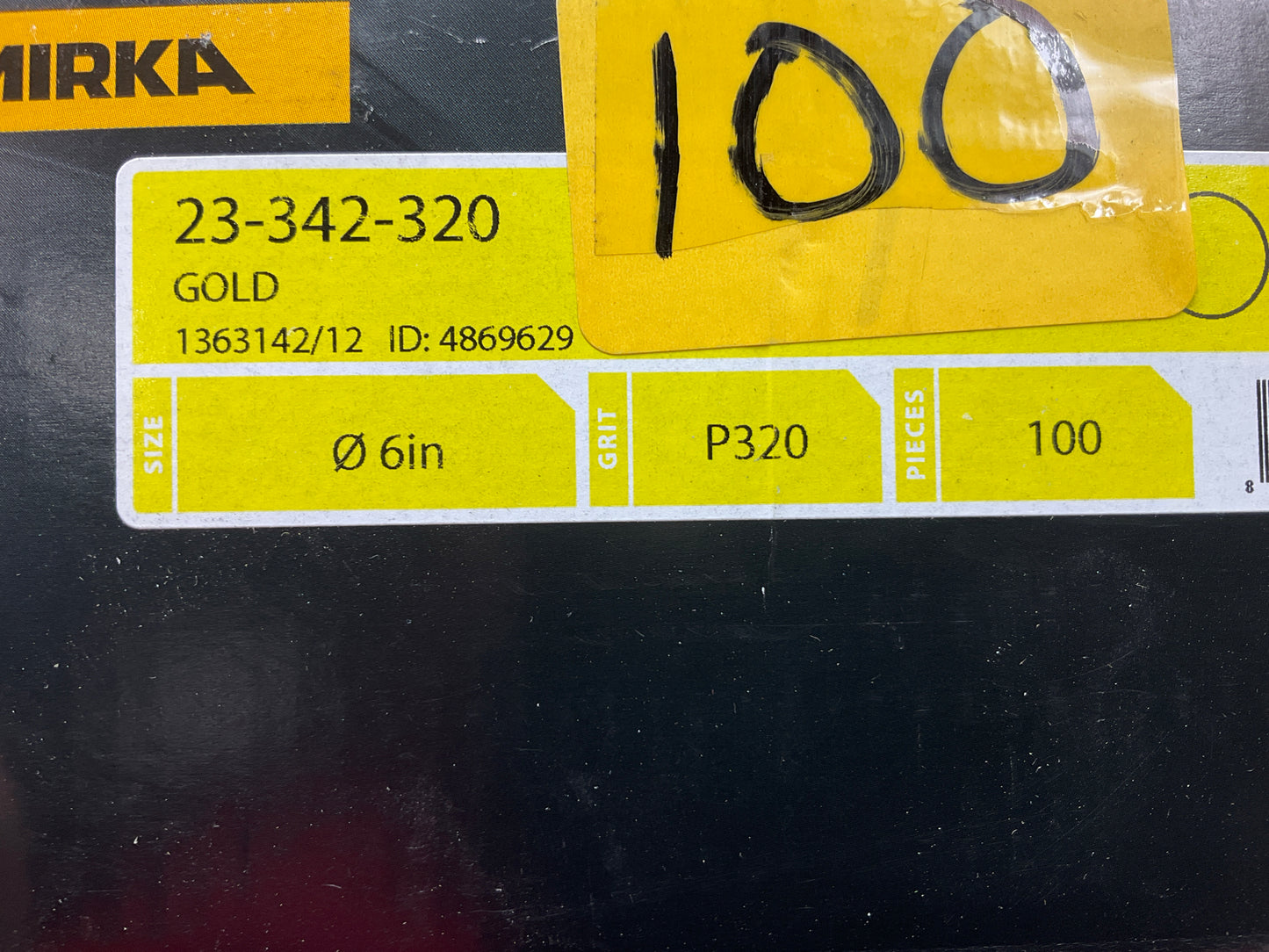 Mirka 23-342-320 Gold 6'' PSA Linkrol 320 Grit P320 Sanding Disc (100 / Roll)