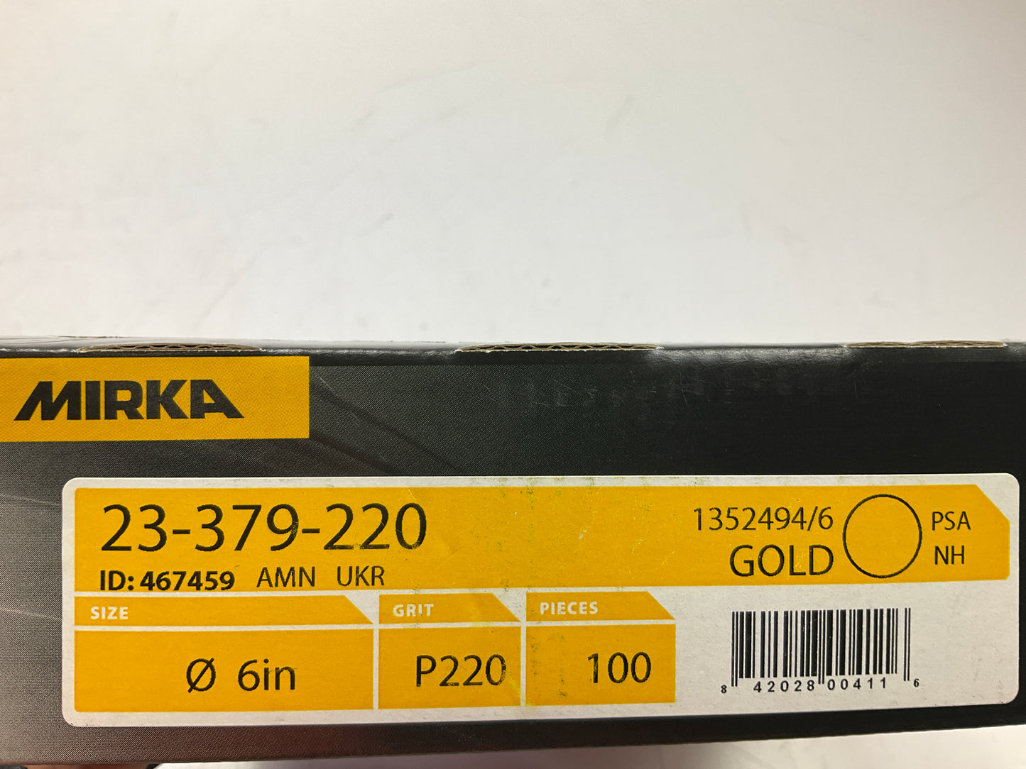 Mirka 23-379-220 Gold 6'' PSA Autobox Sanding Disc 220 Grit, Qty. 100