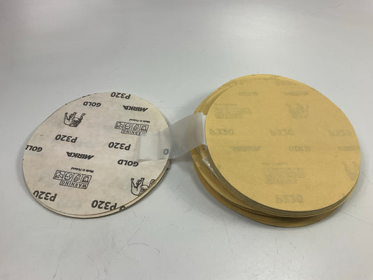 Mirka 23-379-320 Gold 6'' PSA Autobox 320 Grit Sanding Disc (100 Discs / Box)