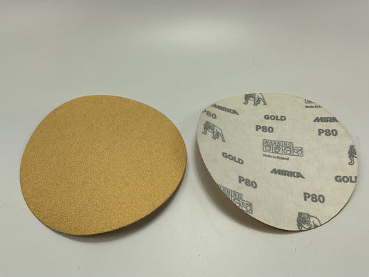 Mirka 23-622-080 Gold 6'' Grip Hook & Loop Sanding Discs 80 Grit, 50/Box