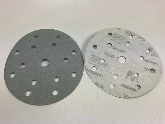 Mirka 2C-611-1000 Q.Silver 6'' 15H Vacuum Grip Sanding Discs, 1000 Grit, 50 Discs