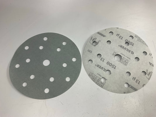 Mirka 2C-611-1500 Q.Silver Ace 6'' 1500 Grit 15 Hole Grip Vacuum Disc, Qty 50