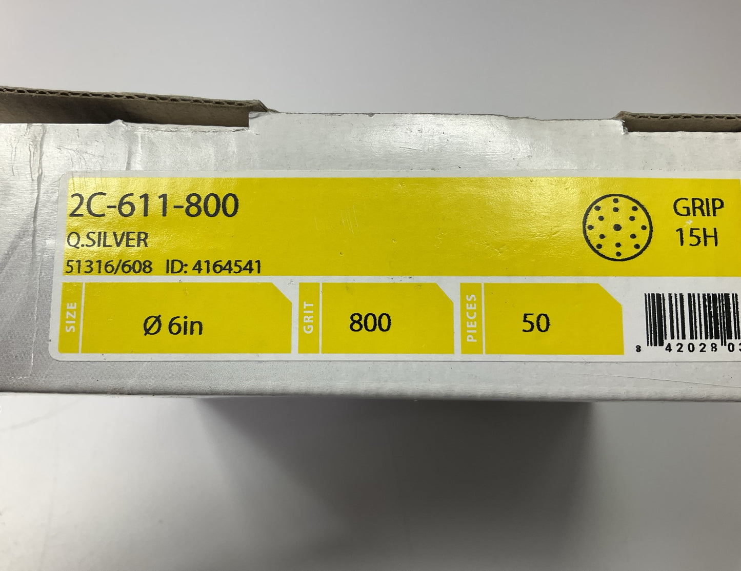 Mirka 2C-611-800 6'' Vacuum Grip, 800 Grit W/ Hole Sanding Discs - Box Of 50