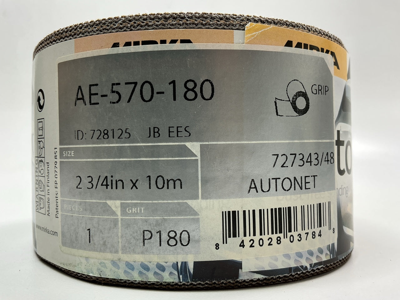 Mirka AE-570-180 Autonet 2-3/4'' X 33' 180G Grip Perforated Mesh Sanding Roll