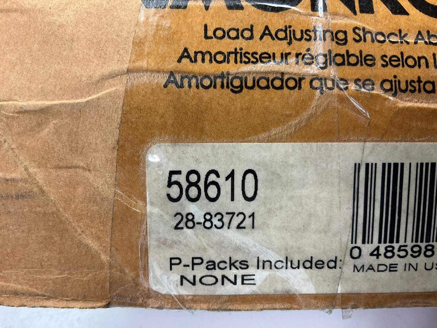 Monroe 58610 Load Adjusting Suspension Shock Absorber And Coil Spring Assembly