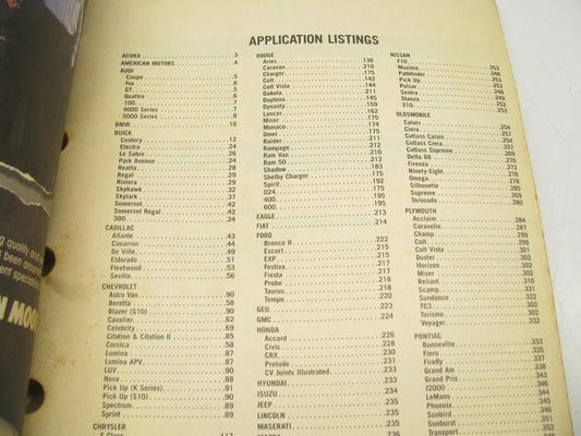 Moog 3032E CV Joints Auto Parts Catalog - 1991, 415 Pages