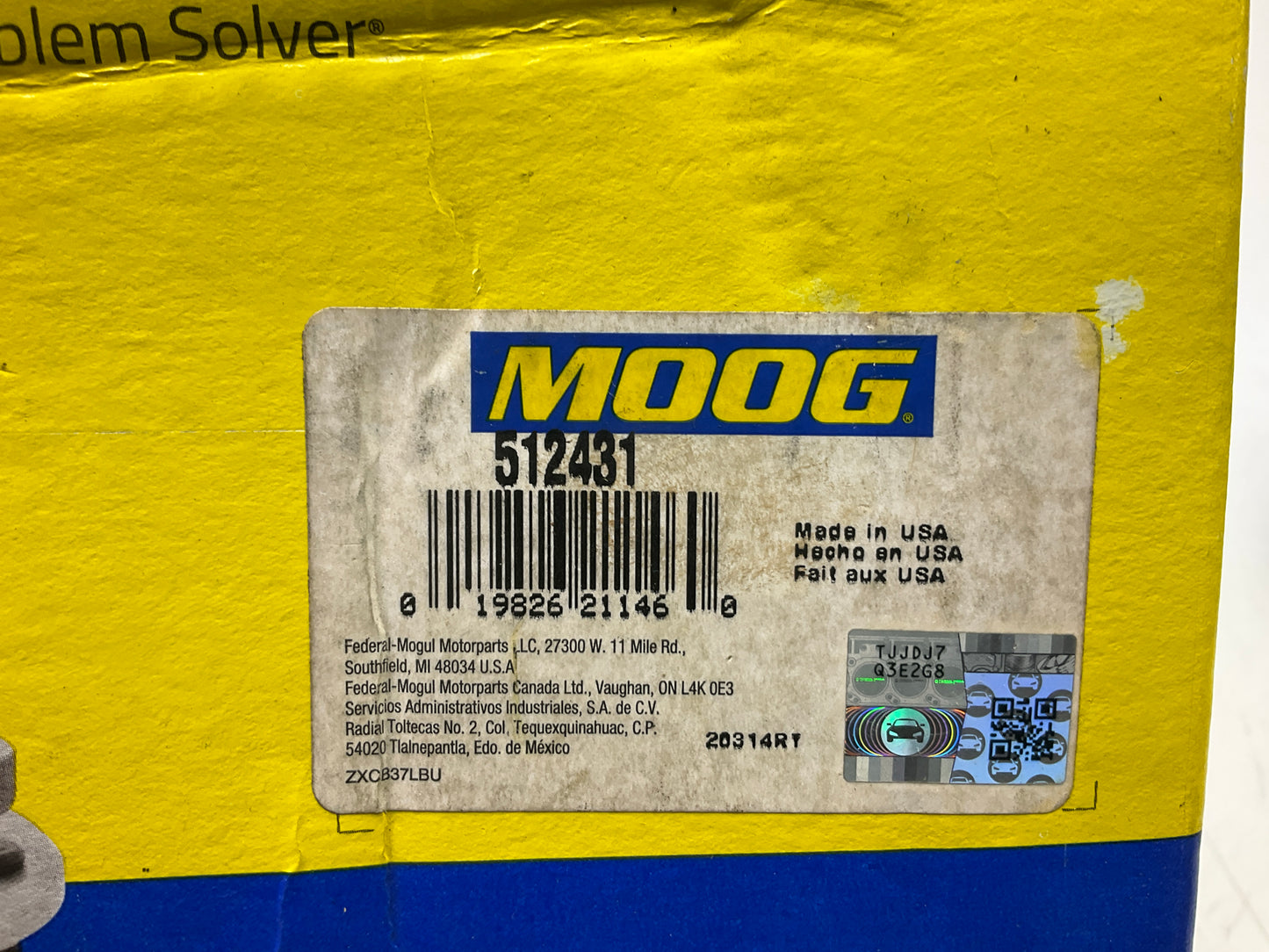 Moog 512431 Rear Right Wheel Bearing And Hub 2008 Sebring, Avenger